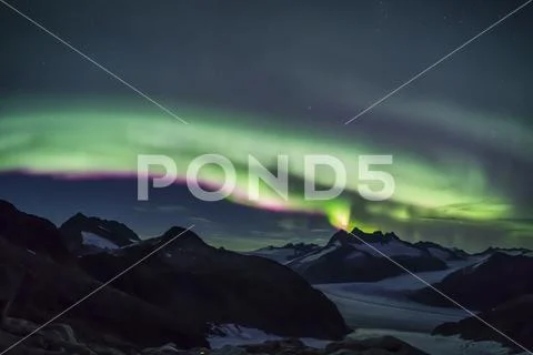 Northern Lights over Juneau Icefield, Tongass National Forest Stock Photos
