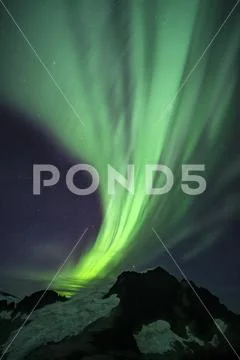 Northern Lights over Juneau Icefield, Tongass National Forest Stock Photos