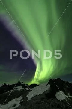 Northern Lights over Juneau Icefield, Tongass National Forest Stock Photos