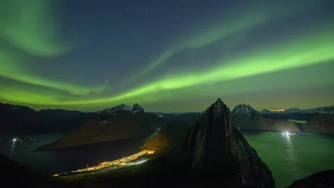 Northern Lights over the Segla Stock Footage 250297302