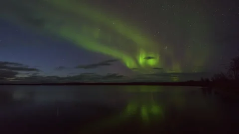 Northern Lights reflected in the lake Stock Footage 250285274