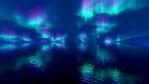 Northern Lights Reflected on the Water 库存影片 151270027