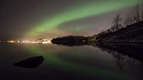 Northern Lights reflection Stock Footage 87950412