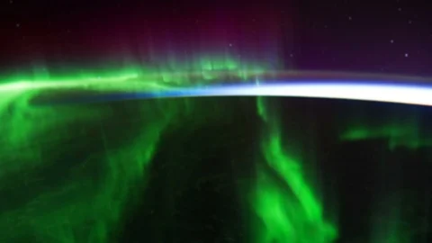 The Northern Lights as seen from space. Stock Footage 98790457