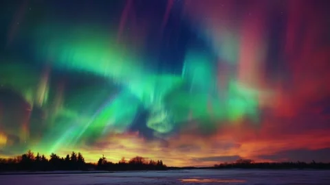 The Northern Lights At Sunset Stock Footage 241533201