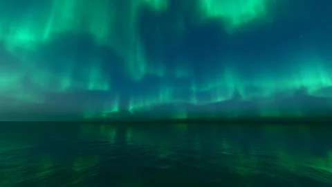 Northern Lights under the Night Sky Stock Footage 336370872