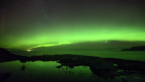 Northern Lights on Vigra Stock Footage 87764541
