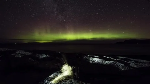 Northern Lights on Vigra Stock Footage 87765859