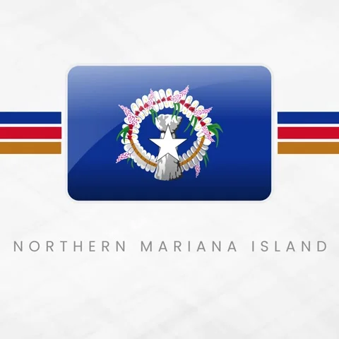 Northern Mariana Islands Flag Button 3D Glossy Icon Latte Stone and Star Stock Footage 332062803