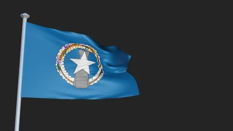 Northern Mariana Islands - Loopable 3D flag animation with Alpha Channel and  Stock-Footage 91050482