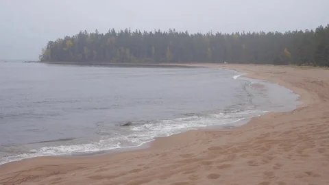 Northern nature landscape on lake. Cold weather. Autumn. Stock Footage 79591453