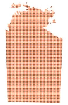 Northern Territory Australia Dot Map In Orange Stock Illustration