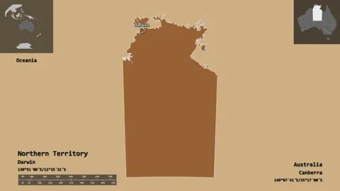 Northern Territory location. Australia. Solid patterned map Stock Footage 134615367