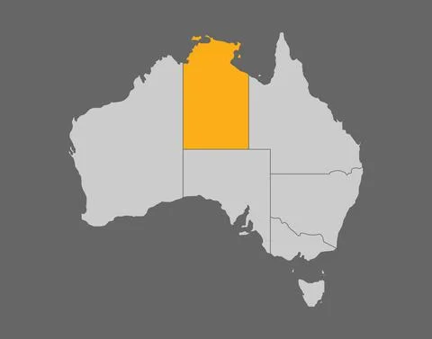 Northern Territory vector map on gray background Stock Illustration