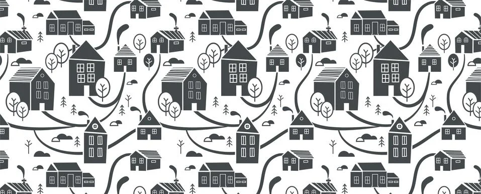 Northern town. Background and Pattern for winter, New Year and Christmas theme Stock Illustration