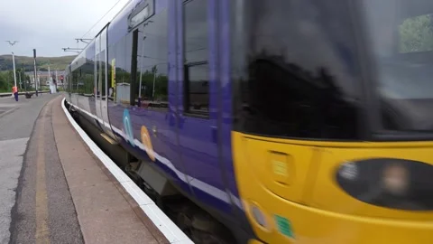 Northern train arriving Stock-Footage 205601554