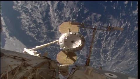 Northrop Grumman CRS-21 Cygnus spacecraft at International Space Station Stock Footage 281720341