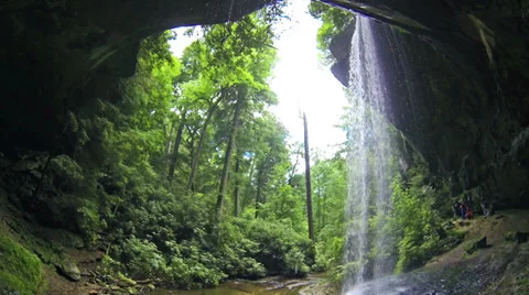 Northrup Falls Crowd Below 1 HD Stock Footage 32964064