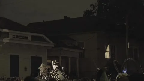 Northside Skull and Bone Gang Mardi Gras Treme Neighborhood Stock-Footage 265998197