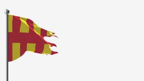 Northumberland 3D tattered waving flag illustration on Flagpole. Perfect for  Stock Illustration