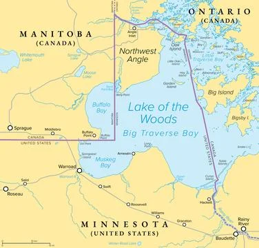 Northwest Angle, a part of U.S. state of Minnesota, political map Stock Illustration