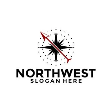 Northwest Compass logo design vector template, Creative compass logo with arr Stock Illustration