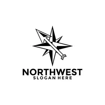Northwest Compass logo design vector template, Creative compass logo with arr Stock Illustration