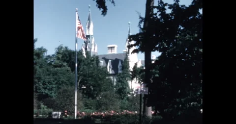 Northwestern University Evanston Campus 1960s University Hall Flag, 2K Stock Footage 322188053