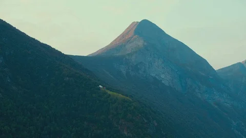 Norvegian Mountain during with blue sky during sunset Stock Footage