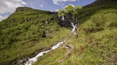 Norvegian wild waterfall Stock Footage 87773312