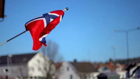 Norwagian flag Stock Footage