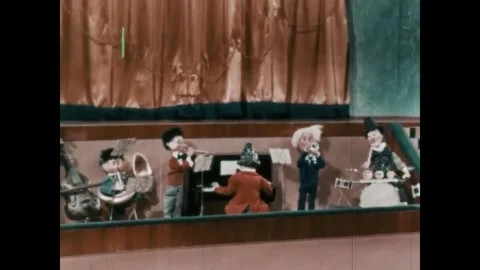 NORWAY - 1955 - In this stop-motion animated film, a theatrical show begins Stock Footage 340650719