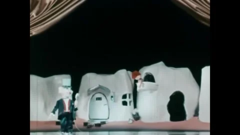 NORWAY - 1955 - In this stop-motion animated film, tiny trolls build homes in a Stock Footage 340650723