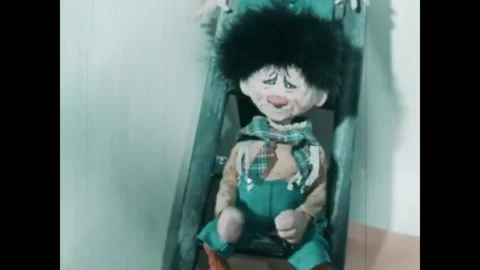 NORWAY - 1955 - In this stop-motion animated film, tiny trolls living in a boy's Stock Footage 340650819