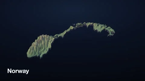 Norway 3D elevation relief map 動画素材 340607905