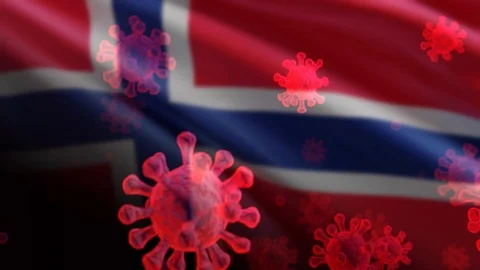 Norway 3D Flag With Virus Floating Animation Closeup (3D Rendering) Stock Footage 126824124