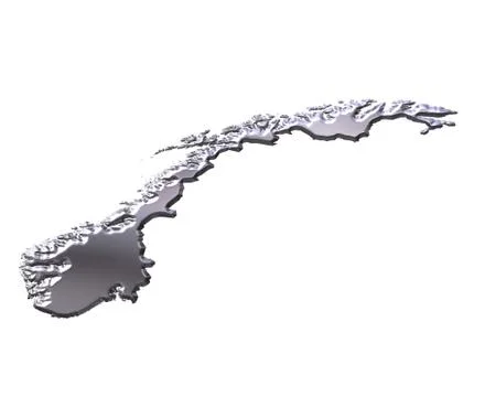 Norway 3D Silver Map Stock Illustration