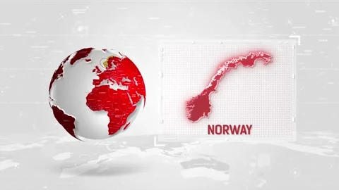 Norway 4K Tech Map Beside Globe On White Background. Stock Footage 340453965