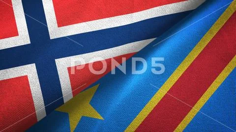 Norway and Congo Democratic Republic two flags textile cloth Stock Photos