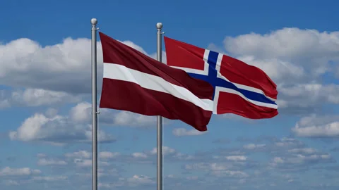 Norway and Latvia two flags Stock Footage 285264717