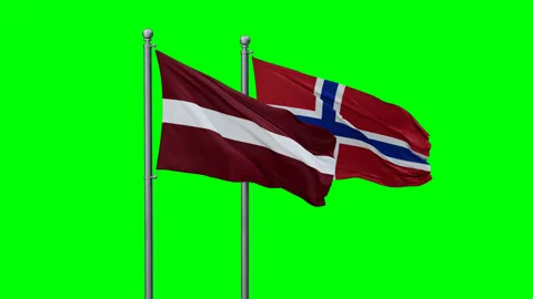 Norway and Latvia two flags Stock Footage 293209707