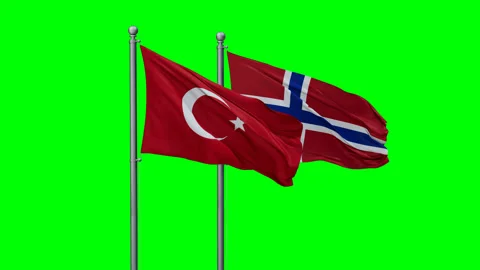 Norway and Turkey two flags Stock Footage 289663549