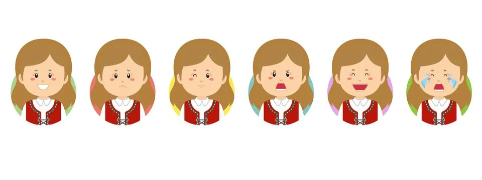 Norway Avatar with Various Expression Stock Illustration