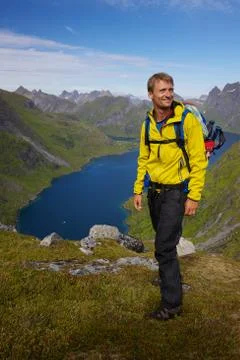 Norway with backpack Stock Photos