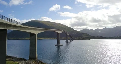Norway - bridge to the distant mountains Stock Footage 106128148