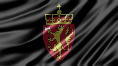 Norway coat of arms flag waving with smooth fabric texture in a high quality Stock Footage 344312844