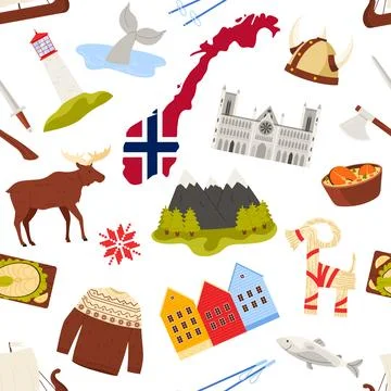 Norway Culture Seamless Pattern Vector Design Illustrazione stock
