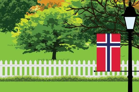 Norway Day Trees Lamp Vector Illustration Stock-Illustration