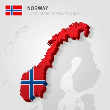 Norway drawn on gray map. Stock Illustration