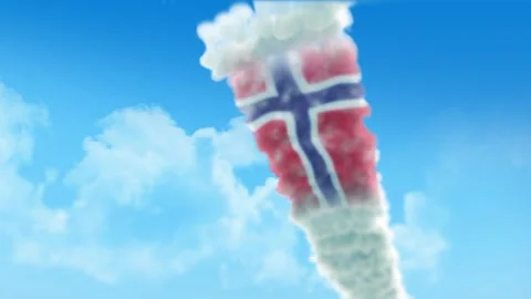 Norway Flag 3D Render Animation Created with Colored Smoke Trails by Aircraf Video stock 332309371